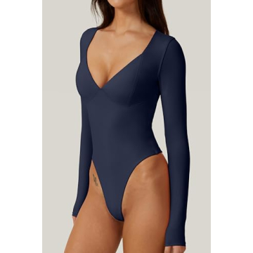 Stylish QINSEN V Neck Bodysuit for Women - Perfect Fit