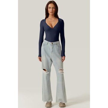 Stylish QINSEN V Neck Bodysuit for Women - Perfect Fit
