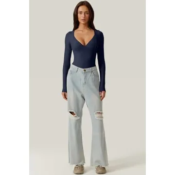 Stylish QINSEN V Neck Bodysuit for Women - Perfect Fit