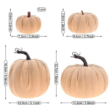 Kepfire 6 Pcs Fall Autumn Harvest Artificial Pumpkin Decoration Fake Handmade Linen Fabric Simulation Cushaw Decorating Home Party Ornament - Brown