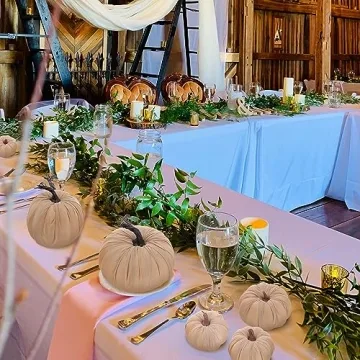 Kepfire 6 Pcs Fall Autumn Harvest Artificial Pumpkin Decoration Fake Handmade Linen Fabric Simulation Cushaw Decorating Home Party Ornament - Brown