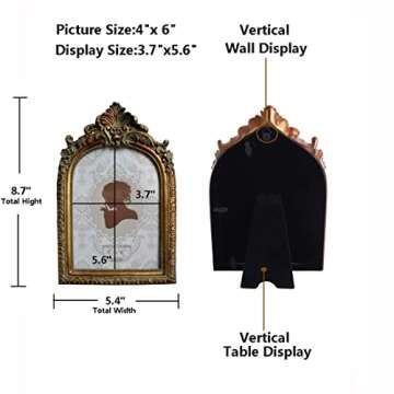 SIKOO Vintage 4x6 Picture Frame Antique OrnateTable Top and Wall Mounting Photo Frame with High Defi...