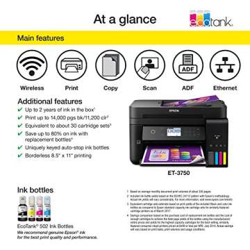 Epson ET-3750 EcoTank Wireless Printer for All Needs
