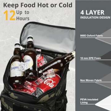 Tactical Backpack Cooler, 25L Cooler Backpack Insulated Leak-Proof, Heavy Duty Large Lunch Backpack, Waterproof Ice Chest Backpack for Men Women Adults Work Daytrip Camping Beach Hiking Accessories