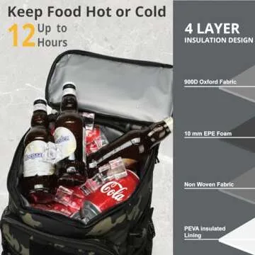 Tactical Backpack Cooler, 25L Cooler Backpack Insulated Leak-Proof, Heavy Duty Large Lunch Backpack, Waterproof Ice Chest Backpack for Men Women Adults Work Daytrip Camping Beach Hiking Accessories