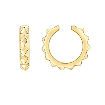 PAVOI 14K Yellow Gold Plated Spiked Ear Cuff for Women