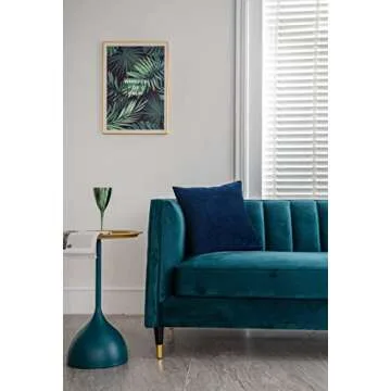 DEZENE Couch Pillow Cases 24x24 Navy: 2 Pack Cozy Soft Velvet Square Throw Pillow Covers for Farmhouse Home Decor