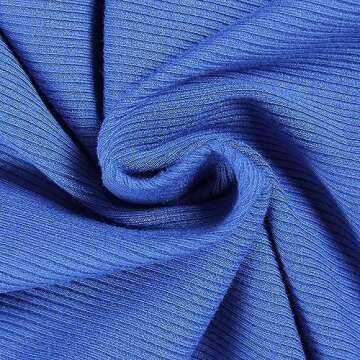 Roselux Womens Long Sleeve Scoop Neck Ribbed Knit Fitted Casual Tops Tee Slim Basic Shirts(3924,Royal Blue-M)