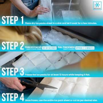 Nice Packs Reusable Dry Ice Packs for Coolers, Lunch Boxes, Frozen Food Shipping - Flexible and Long...