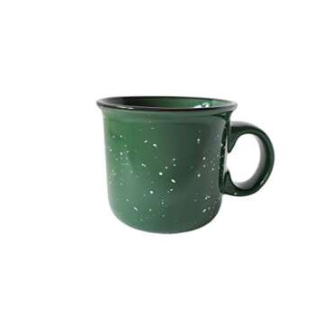 Essential Drinkware 14oz Ceramic Campfire Coffee Mug (Set of 4), Green with Speckled Finish - Durabl...