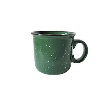 Essential Drinkware 14oz Ceramic Campfire Coffee Mug (Set of 4), Green with Speckled Finish - Durabl...