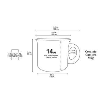 Essential Drinkware 14oz Ceramic Campfire Coffee Mug (Set of 4), Green with Speckled Finish - Durable Thick Walled Camping Style Cup for Outdoors or Home