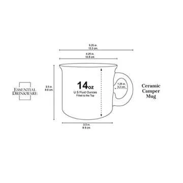 Essential Drinkware 14oz Ceramic Campfire Coffee Mug (Set of 4), Green with Speckled Finish - Durable Thick Walled Camping Style Cup for Outdoors or Home