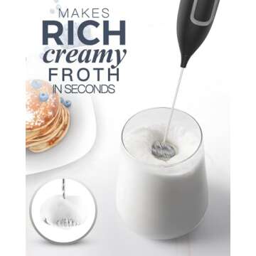 Milk Frother Handheld Battery - Electric Foam Maker for Coffee & Matcha