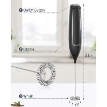 Handheld Battery Milk Frother for Creamy Drinks