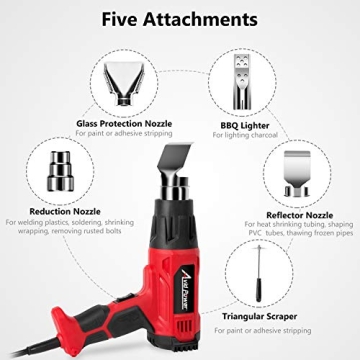 AVID POWER 1800W Heat Gun Dual Temp 5 Nozzles Crafts Vinyl Wrap