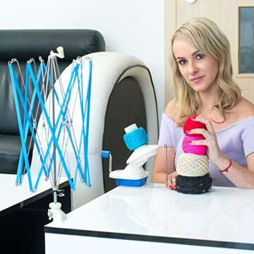 Yarn Winder and Yarn Swift Set - Hand-Operated Yarn Ball Winder & Durable Yarn Swift with Skein Holder - Essential Crochet Tools & Accessories for Yarn Cakes - Perfect Yarn Roller for Crocheting