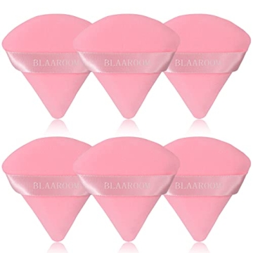 BLAAROOM 6 Pieces Powder Puff Face Makeup Velour Soft Triangle Powder Puffs for Loose Powder Mineral...