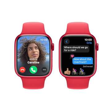 Apple Watch Series 9 [GPS 45mm] Smartwatch with (Product) RED Aluminum Case with (Product) RED Sport Band M/L. Fitness Tracker, Blood Oxygen & ECG Apps, Always-On Retina Display