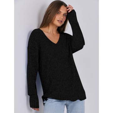 Lightweight V Neck Fall Tops for Women - ANRABESS