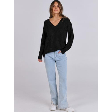 Lightweight V Neck Fall Tops for Women - ANRABESS