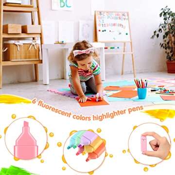 Ireer 18 Pcs Cute Highlighter Pens Assorted for School Kid 6 Macaron Colors Chisel Tip Kawaii Marker Pens Mini Cartoon Aesthetic Markers Highlighters for Writing Graffiti Drawing Office(Bear)