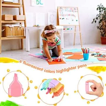 Ireer 18 Pcs Cute Highlighter Pens Assorted for School Kid 6 Macaron Colors Chisel Tip Kawaii Marker Pens Mini Cartoon Aesthetic Markers Highlighters for Writing Graffiti Drawing Office(Bear)