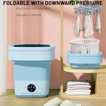 16L Foldable Portable Washing Machine with Drying Rack & Spin Basket