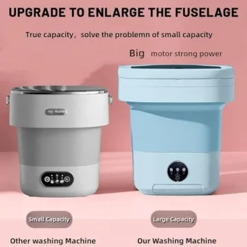 16L Foldable Portable Washing Machine with Drying Rack & Spin Basket