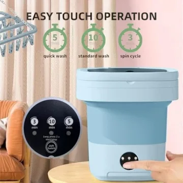 16L Foldable Portable Washing Machine with Drying Rack & Spin Basket