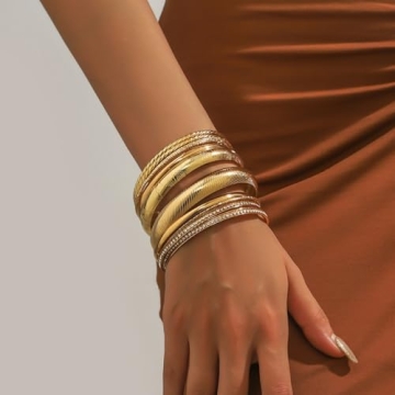 ANYILVTULI Gold Bangle Bracelet Set for Women Elegant Jewelry