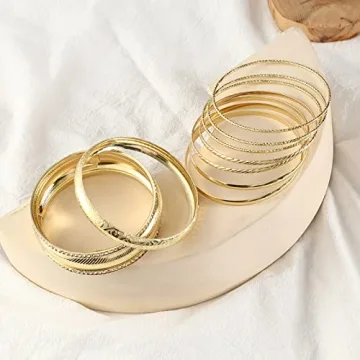 ANYILVTULI Gold Bangle Bracelet Set for Women Elegant Jewelry