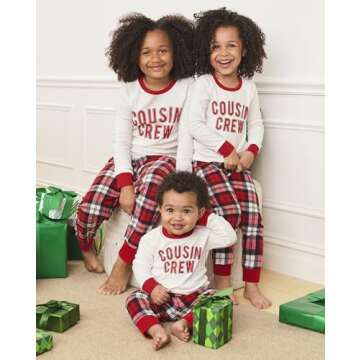 The Children's Place,Unisex Baby,and Kids, Sibling Matching, Christmas Pajama Sets, Fleece,Cousin Crew '24,5 Years