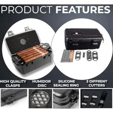 Mantello Travel Humidor Case for 10 Cigars with Cutters