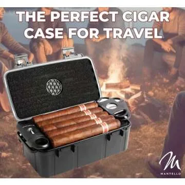 Mantello Travel Humidor Case for 10 Cigars with Cutters