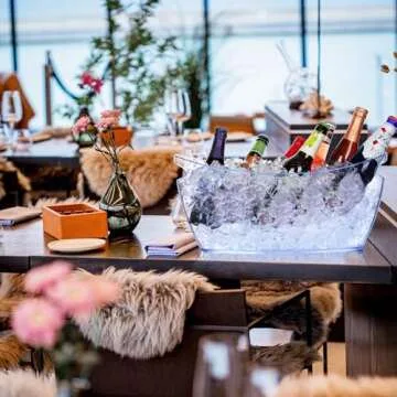 Ice Bucket 2 PCS,Acrylic Ice Buckets for Parties, Mimosa Bar Supplies Beverage Tub and Scoops for Champagne Beer Sparkling Wine Cocktails（5.5L）Extra Large Model (Blue)