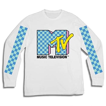 MTV Mens Long Sleeve Shirt - #TBT Mens 1980's 1990'S Clothing - I Want My Music Television T-Shirt (...