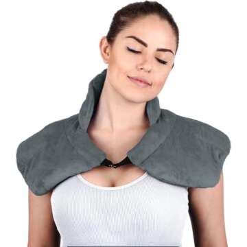 Large Microwavable Heating Pad for Neck and Shoulders - 5 Pound Heavy Duty Weight for Deep Heat Therapy, Neck Relief, Stress Relief, Anxiety Relief, Neck Wrap Alternative to Rice Bags (Scented Gray)