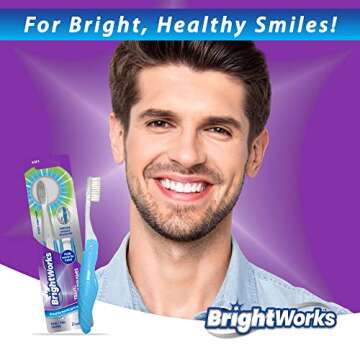 BrightWorks Folding Travel Toothbrush (6 Total, 3 Sets of 2) with Built-in Cover. Portable with Soft Bristles and Tongue Cleaner. for Camping, Hiking, Travel, Work, Gym, Purse, Backpack.