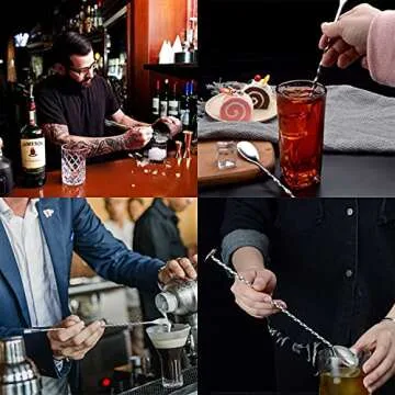 JETKONG 3 Pcs Cocktail Mixing Spoons 12-Inch Bar Spoon Long Stirring Spoon Drink Stirrers Cocktail Spoons for Tea, Coffee, Ice Cream, Juice, Drinks, Milkshakes