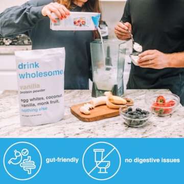 drink wholesome Vanilla Egg White Protein Powder | for Sensitive Stomachs | Gut Friendly | Dairy Fre...