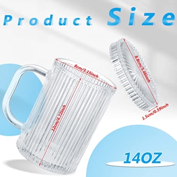 Vintage Clear Glass Coffee Mugs Set with Lids