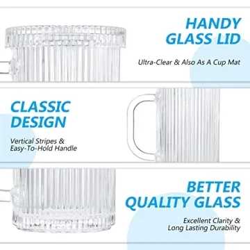 Vintage Clear Glass Coffee Mugs Set with Lids