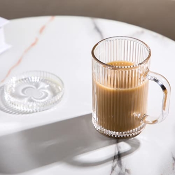 Vintage Clear Glass Coffee Mugs Set with Lids