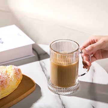 Vintage Clear Glass Coffee Mugs Set with Lids