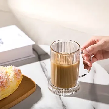 Vintage Clear Glass Coffee Mugs Set with Lids