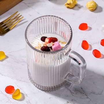 Vintage Clear Glass Coffee Mugs Set with Lids