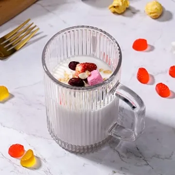 Vintage Clear Glass Coffee Mugs Set with Lids