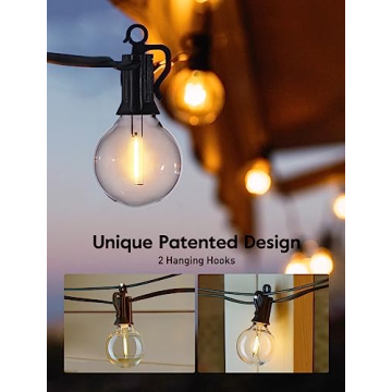 60 Feet G40 Outdoor String Lights with Shatterproof Bulbs