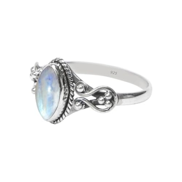 Handmade Rainbow Moonstone Ring in 925 Sterling Silver